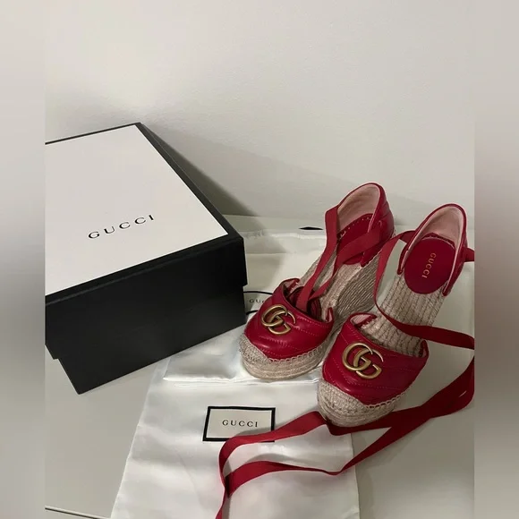 Gucci red wedges on sale